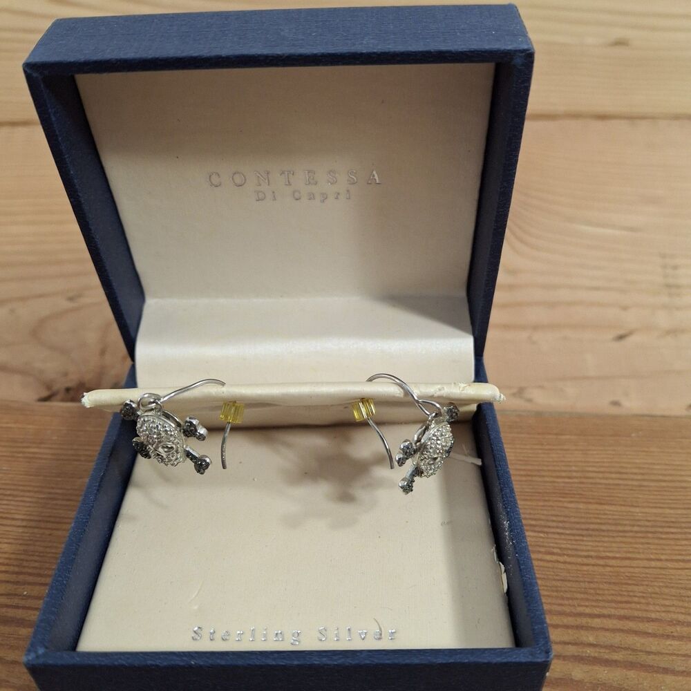 Contessa Di Capri Skull Sterling Silver Earings